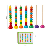 Hand-Eye Coordination Pattern Matching Stacking Beads Reasoning Training Math Counting Beads Set Multi-Functional Color Sorting Bead Stacker for Preschoolers, Kids 3+, Toddlers, Classroom, Playroom