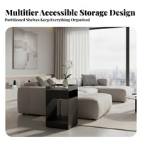 2-Tier C-Shaped End Table Movable eveningstand Rolling casters for Bedroom, Adults
