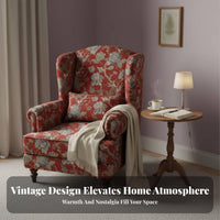 sturdy Wood Frame Upholstered high-rear armchair Armchair Vintage Design high-rear armchair Chair Jacquard Fabric Single Sofa Floral Pattern for Apartment Dwellers, Readers, Homeowners, Living Room, Bedroom, perusing alcove, Lounge Area