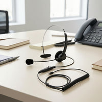 Coiled Wired Headset with Single Ear Cushion Handsunrestricted Headset with Flexible Audio Pickup Arm Adjustable Long-Lasting for Call Center Agents, Customer Service Representatives, Office Workers, Offices