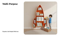 Creative Shape Spacecraft-Shaped Bookcase Child-Friendly Design children's Furnishing Space-Saving Wall-Mounted Shelf Long-Lasting for Toddlers, Teachers, Educators, Kindergarten, Playroom, Classroom, Reading Nook