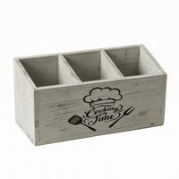 Wooden Utensil Box Solid Wood Divided Kitchen Organizer Silverware Storage Case