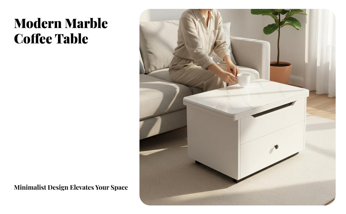 Space-Saving Expandable Lift-Top Table Minimalist Design Lift-Top Coffee Desk with Drawer Hidden Storage Multi-Purpose Furniture Easy to Clean for Apartment Dwellers, Small Families, Home Office Workers, Living Room, Dining Area