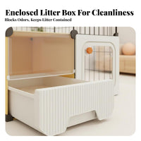 Multi-Level Cat Condo with Litter Box Enclosure Ventilated for Indoors, Bedroom