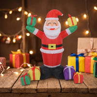 Easy Deflation Inflatable Santa with Gift Boxes Festive Santa Inflatable with Gift Box Sturdy Waterproof for Yard, Garden