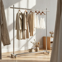 Single Rail Clothing Rack Sturdy Duty Clothes Stand Stable Base Minimalist Design for Retailers, Fitting Area, Bedroom, Entryway