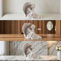 Resting Angel Figurine Vintage Angel Statue Resin Cherub Statue White for Photographers