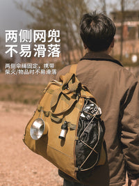 户外柴火包收纳包多功能手提杂物袋露营柴禾收纳袋双肩帆布背包