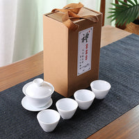 德化白瓷功夫茶具套装家用羊脂玉瓷泡茶盖碗茶壶茶杯陶瓷礼盒logo