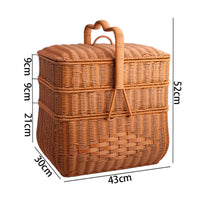 Picnic Basket with Lid Artisanal Wicker Basket with Handle Decorative