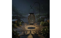 Solar Hanging Lantern Energy Saving Hollow Metal Lantern Warm Light for Lawn