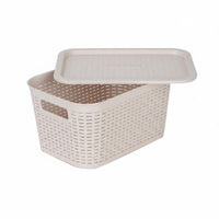 Woven-Pattern container with Handles Lidded Organizing Box all-purpose for Students