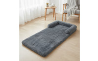 Three-Fold Pet Mat Padded Soft-Pile Dog Mat with Raised Edge Soft Foldable Pet Bed for Pets, Dogs, Indoor, Floor, Sofa