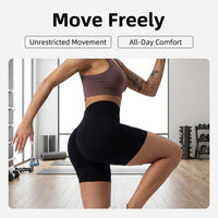 Gym Shorts for Women with High Waist Control and Lifting Design, Nylon Compression Running for Cycling and Workouts