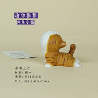 手工木雕瑜伽猫系列木制工艺品小猫猫咪原创桌面车载摆件