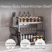 2-Tier Kitchen Organizer with Knife Holder, Nordic Style