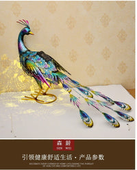 田园庭院花园装饰铁皮动物出口外贸太阳能灯发光发亮铁艺孔雀摆件
