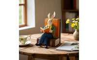 Whimsical Rabbit Reading a Book Literary Bunny Figurine Storybook Rabbit Figurine Charming for Teachers, Students, Desk, Office