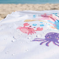 Paddling Pool and Camping Mat with Storage Bag, Waterproof Mat for Baby Pool and Beach, 505g Polyester Fiber, Portable Ocean Theme Travel Mat