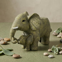 Resin Elephant Planter Carved Detail Outdoor Ornament White Tusks for Patio