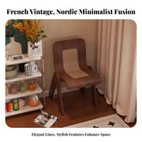 Woven spinerest Cane spine Armless Chair sturdy Wood Frame Dining Seat French & design accent Seating Retro Design for Restaurant Owners, Interior Designers, home dwellers, tearoom Room, Balcony, Kitchen, Bedroom