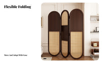 Foldable Design Woven Panel Divider New Chinese design 4-Panel Woven Screen Freestanding Partition Wall sturdy Wood Frame for Apartment Dwellers, Interior Decorators, Office Workers, Living Room, Bedroom, Dining Area
