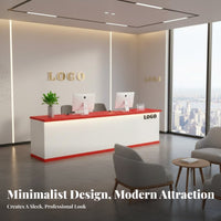Modern Front Desk Reception Counter Cashier Desk Sturdy Construction Spacious Storage Simple Design Suitable for Company Business Owners Boutique Retail Store Lobby