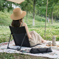 Easy Assembly Folding Floor Chair Lightweight Ground Chair with Back Support Stable Structure Outdoor Gear for Beachgoers, Camping