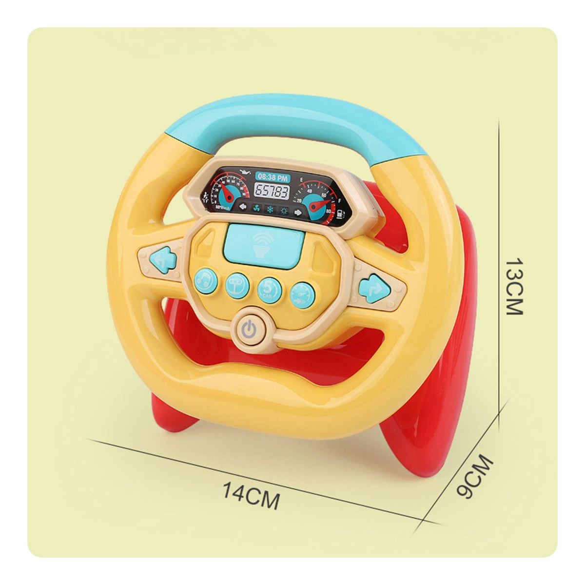 Lights and Sounds Toddler Steering Wheel Toy Educational Simulation Steering Wheel Early Education Light up Driving Toy Great Gift Idea for Toddlers, Preschoolers, Babies, High Chair, Stroller