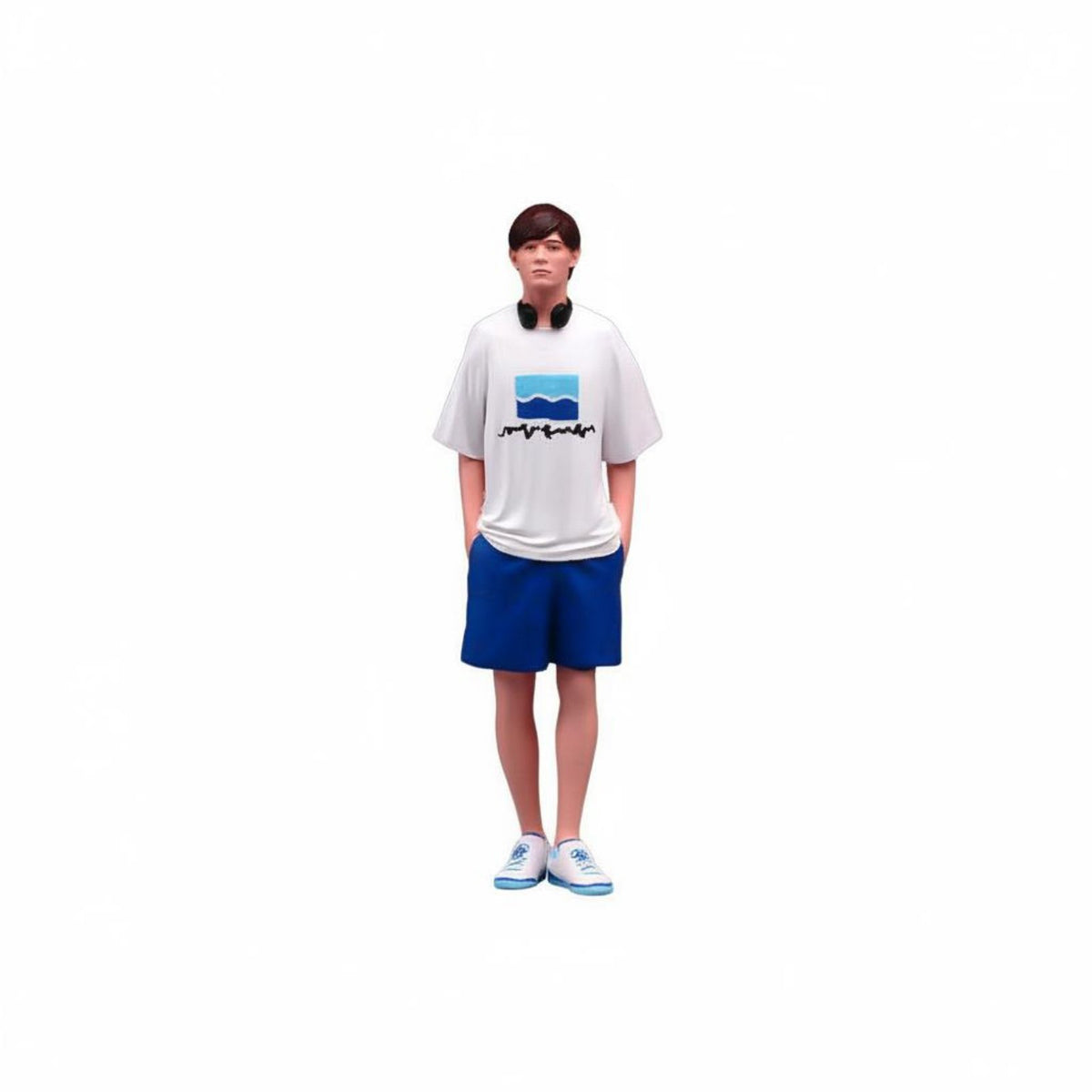 High Precise Young Man Figure with Headphones Modern Aesthetic Miniature Figurine Miniature Scene Accessory for Dioramas, Display Collections