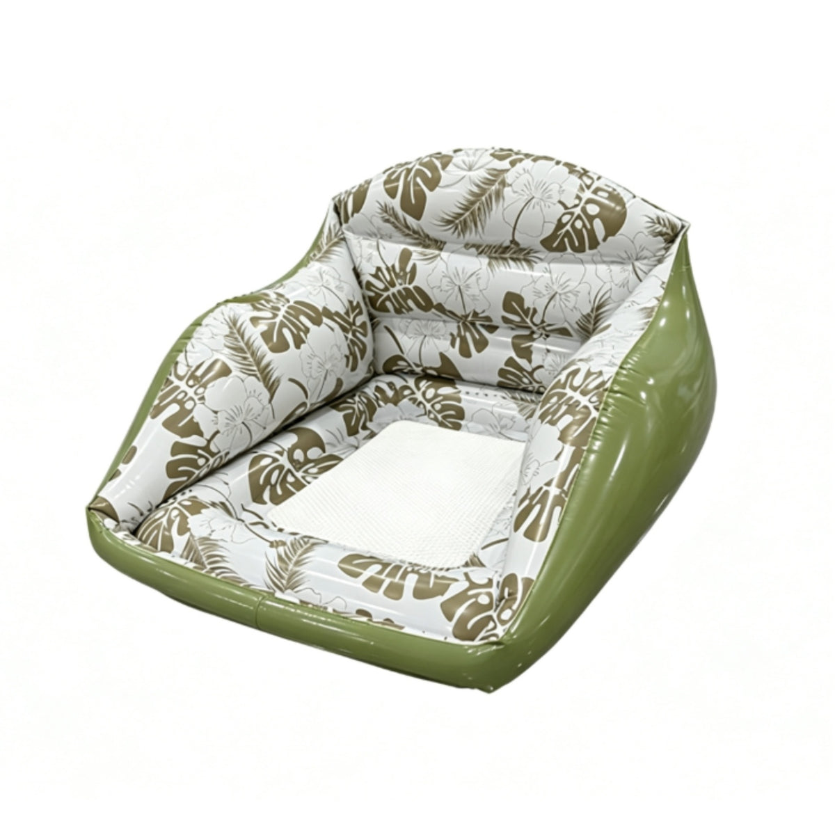 Pool Seat Inflatable Water Sofa Inflatable Pool Seat Chair Leaf Pattern Raised Armrests