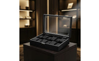 Carbon Fiber Watch Box Clear View Lid Watch Collection Organizer Men's Jewelry Organizer Secure Metal Clasp