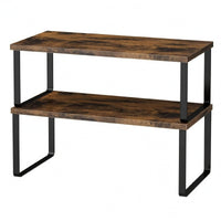 2 Pieces Two-Tier Desktop Storage Rack Rectangular 2-Tier Desk Shelf