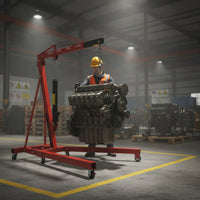 Hydraulic Engine Hoist Easy to Move Engine Hoist with Wheels Cherry Picker Heavy Duty Lift Smooth-Rolling for Mechanics, Garage