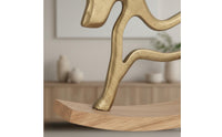 2 Pieces Gilded Equine Statue Gilded Finish Rocking Horse Figurine Artware for Living Room, Entryway, Desk