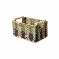 Woven Paper Rope Basket Decorative Paper Rope Basket Easy to Carry Rectangular Storage Bin for Vanity