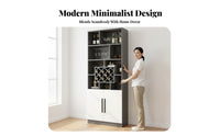 Versatile Wine Rack Cabinet Large Capacity Wine Bar Cabinet with Storage Glass Holder Household Furniture Sturdy Construction for Home Entertainers, Homeowners, Adults, Living Room, Kitchen, Entryway, Party