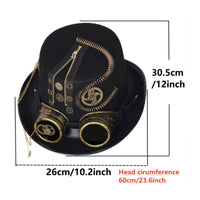 Steampunk Top Hat Top Hat with Goggles Halloween Cosplay Black for Costume Event