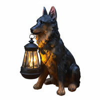 Solar Dog Garden Statue Auto on/deactivated Outdoor Decor Hand Painted Look