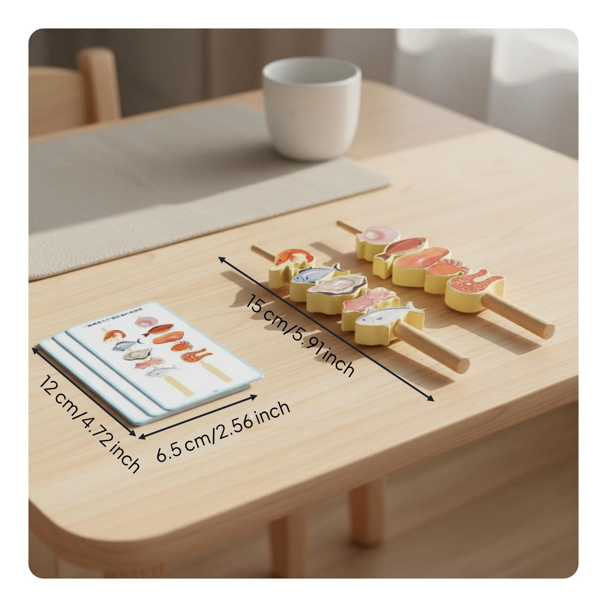 Color & Shape Recognition Wooden Lacing Beads Set Develops Fine Movement Skills Fruit Stringing Toy Hand-Eye Coordination Child-Centered Threading Game Made of Wood for Preschoolers, Toddlers, Kids