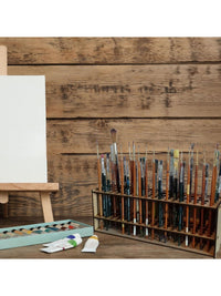 Detachable Wooden Brush Holder for 67 Brushes, Wall-Mounted