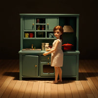 Dollhouse Kitchen Cabinet Compact Wooden Dollhouse Cabinet with a Sink Stylish Miniature Cooking Hob for OB11 Doll Fans, Diorama Displays