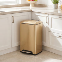 Trash Can with Step Pedal Stainless Steel Trash Bin with Liner Square Pedal Bin for Office