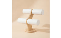 Bracelet Display Stand Two-Tier Bangle Organizer Wooden Jewelry Display Stand for Scrunchie Hair Ties