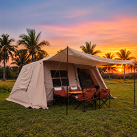 Tunnel Camping Tent, 4 Season Family Tent 3000mm Waterproof, 420x300x200cm with Extended Awning, Gold and Silver Tape