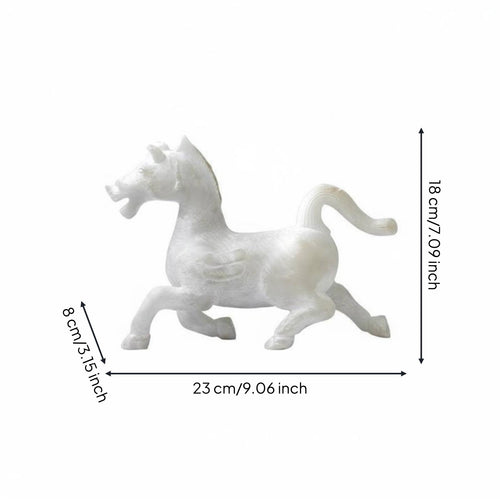 Jade-Look Horse Sculpture Resin Material Figurine Success Symbol for Living Room