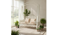 Outdoor 2 Person Swing Chair Indoor Swing Chair with Stand Comfy Love Seat Cushioned for Adults, Garden