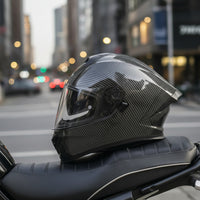 DOT Approved Full-Coverage Headgear | Carbon-Fiber-Style with Visor, for Road Riding