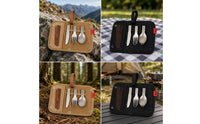 Lightweight Titanium Cutlery Set Compact Camping Cutlery Kit Sturdy Portable Flatware with Pouch Ultralightweight for Campers, Backpackers, Travelers, Hiking, Picnic