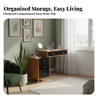 Expandableable Vanity with Mobile Cabinet Space-Saving Dressing Table Large Storage Capacity Rounded Corner Edges
